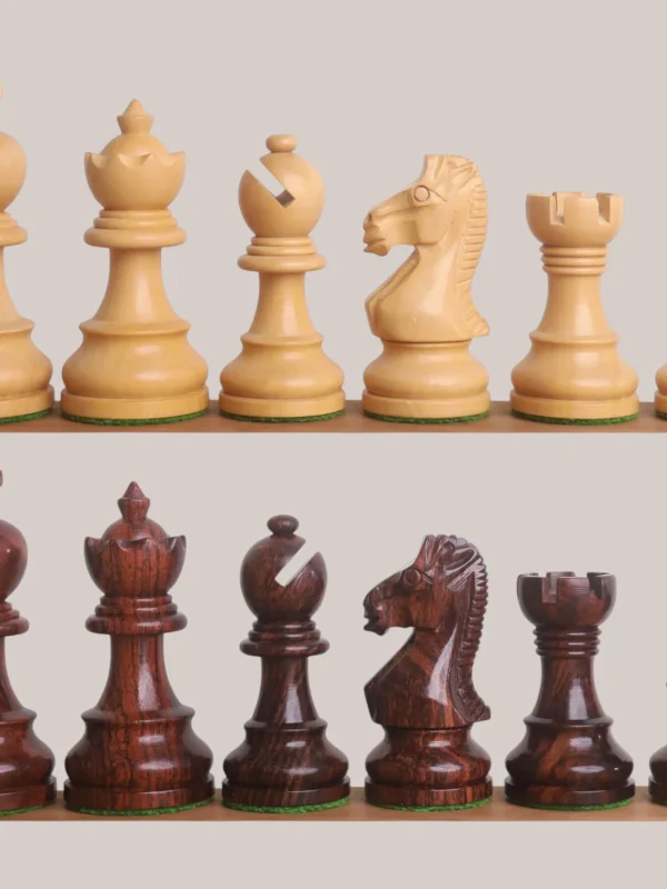 Royalchessset Staunton Chess Pieces Rosewood & Boxwood 3.3" 34 Pieces with Extra Queens