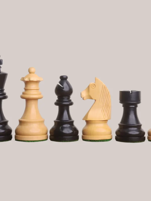 Royalchessset Tournament Staunton Chess Pieces Ebonised Boxwood 3.3" Compact Tournament Size
