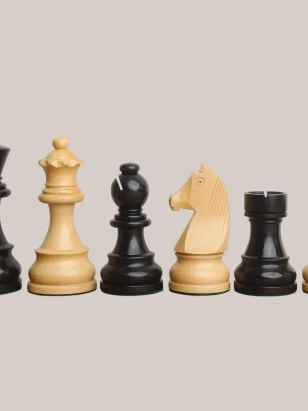 Royalchessset Professional Tournament Chess Pieces Ebonised Boxwood & Boxwood Weighted Set with Extra Queens 3.9"