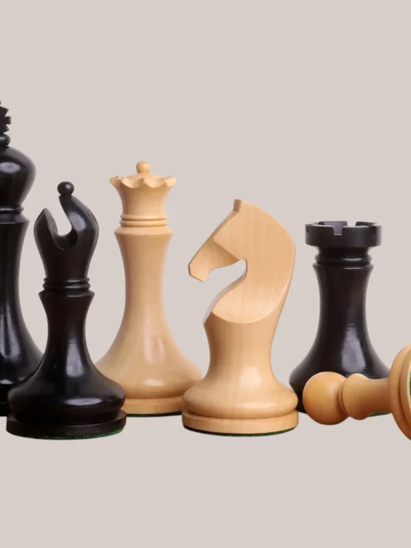 Royalchessset Modern Minimalist Chess Pieces Weighted Ebonised Boxwood Professional Staunton Set 3.9"