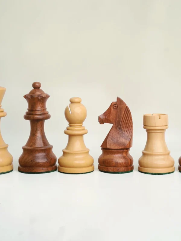Royalchessset Tournament Staunton Chess Pieces Golden Rosewood & Boxwood 3.9" with Extra Queens