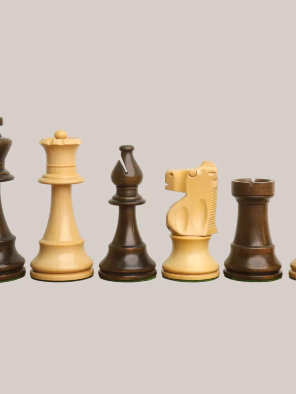 Royalchessset French Lardy Tournament Chess Pieces Walnut Stained Boxwood 3.9 inch Weighted Staunton with Extra Queens