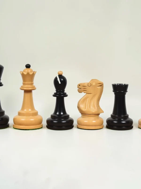 Royalchessset Soviet Grandmaster Supreme Chess Pieces Ebonised Boxwood 3.7" Tournament Set