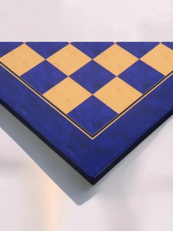 Royalchessset Professional Tournament Chess Board Blue Ash Burl & Boxwood Finish 22-Inch 57mm Squares