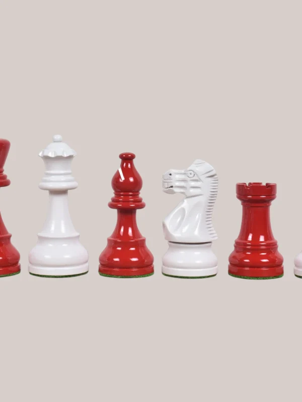 Royalchessset Weighted Staunton Chess Pieces Red & Ivory Painted Boxwood Set with Extra Queens 3.8"