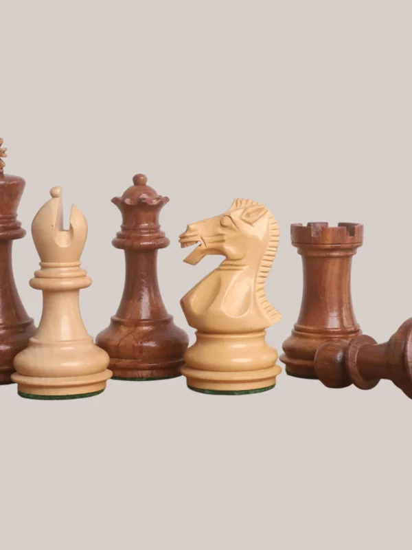 Royalchessset Staunton Weighted Chess Pieces Golden Rosewood & Boxwood Tournament Set 3.1" with Extra Queens