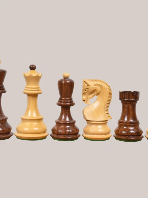 Royalchessset Russian Zagreb Tournament Chess Pieces Weighted Golden Rosewood 3.9" with Extra Queens