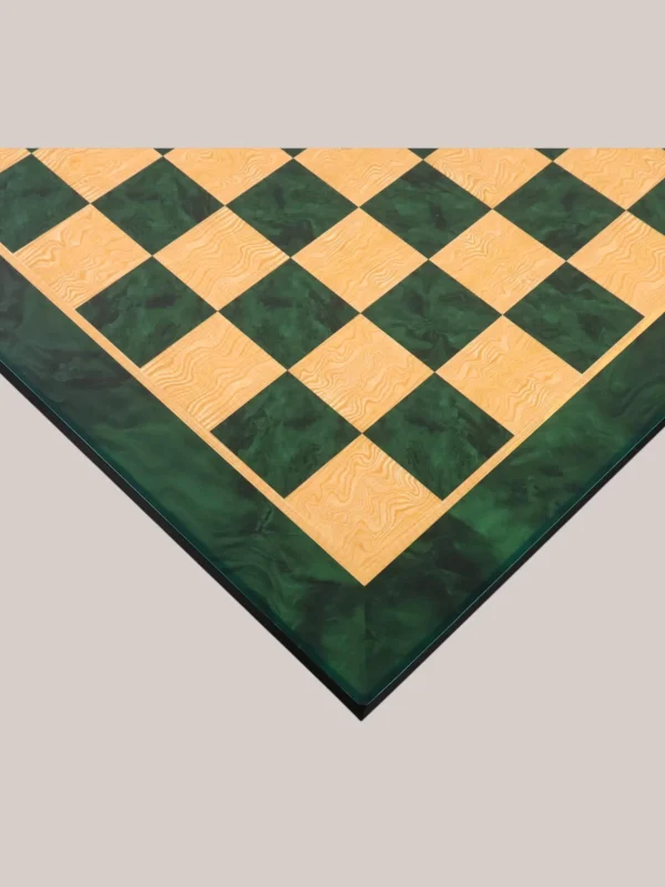 Royalchessset Professional Tournament Chess Board Green Ash Burl and Boxwood Finish 22-Inch 57mm Squares